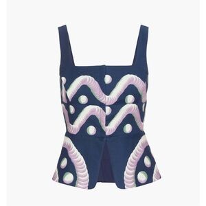 Hill House Navy and Pink Button Down Top